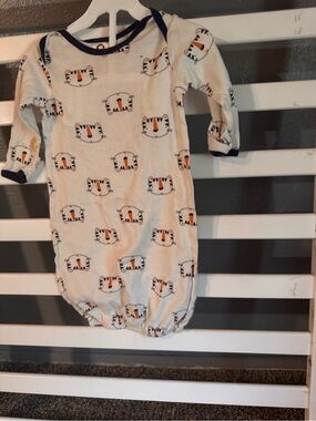 Gerber Cream Sleep Sack Gown with Navy Trim and Tiger Faces